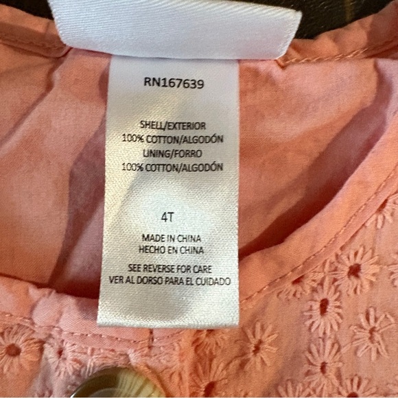 Little Lass Pink Eyelet Button-Down Dress - Size 4T - Picture 3 of 7